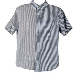 Free Assembly X L Seersucker Striped Short Sleeve Men's Shirt Button Up...